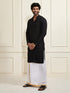 Men's Black Rayon Cotton Kurta