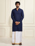 Men's Navy Blue Rayon Cotton Kurta