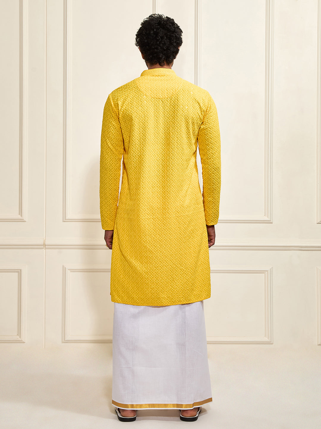 Men's Yellow Rayon Cotton Kurta