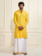 Men's Yellow Rayon Cotton Kurta