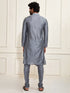 VASTRAMAY Men's Grey Cotton Blend Kurta