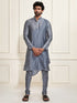 VASTRAMAY Men's Grey Cotton Blend Kurta