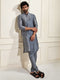 VASTRAMAY Men's Grey Cotton Blend Kurta