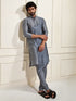 VASTRAMAY Men's Grey Cotton Blend Kurta