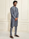 VASTRAMAY Men's Grey Cotton Silk Blend Kurta