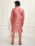 VASTRAMAY Men's Pink Cotton Silk Blend Kurta