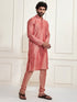 VASTRAMAY Men's Pink Cotton Silk Blend Kurta