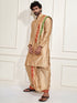 Men's Rose Gold Cotton Blend Kurta Dhoti And Dupatta Set