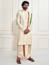 Men's Rose Gold Cotton Blend Kurta Dhoti And Dupatta Set