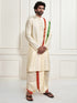 Men's Rose Gold Cotton Blend Kurta Dhoti And Dupatta Set