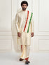 Men's Rose Gold Cotton Blend Kurta Dhoti And Dupatta Set