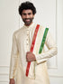 Men's Rose Gold Cotton Blend Kurta Dhoti And Dupatta Set