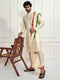 Men's Rose Gold Cotton Blend Kurta Dhoti And Dupatta Set