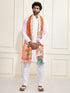 Men's White Cotton Kurta And Pyjama And Dupatta Set