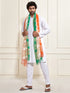 Men's White Cotton Kurta And Pyjama And Dupatta Set