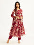 Women's Maroon Anarkali Set