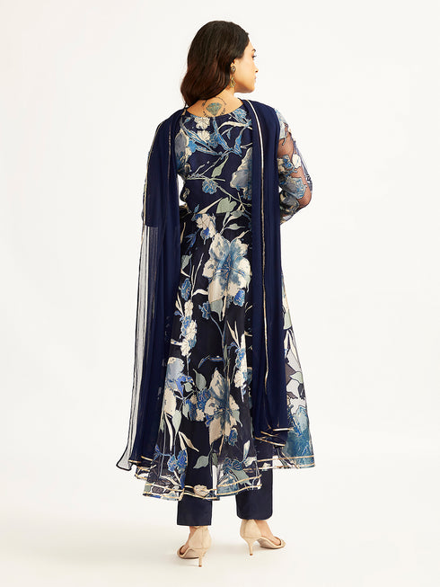 Women's Navy Blue Anarkali Set