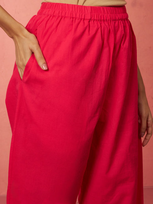 Women's Pink Chanderi Anarkali Kurta Set