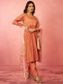 Women's Peach Silk Anarkali Kurta Set