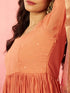 Women's Peach Silk Anarkali Kurta Set