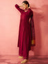 Women's Maroon Rayon Anarkali Kurta Set