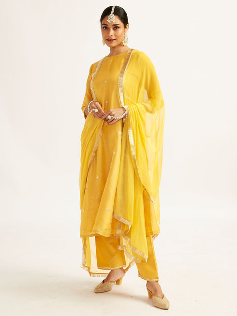 Women's Mustard Anarkali Set