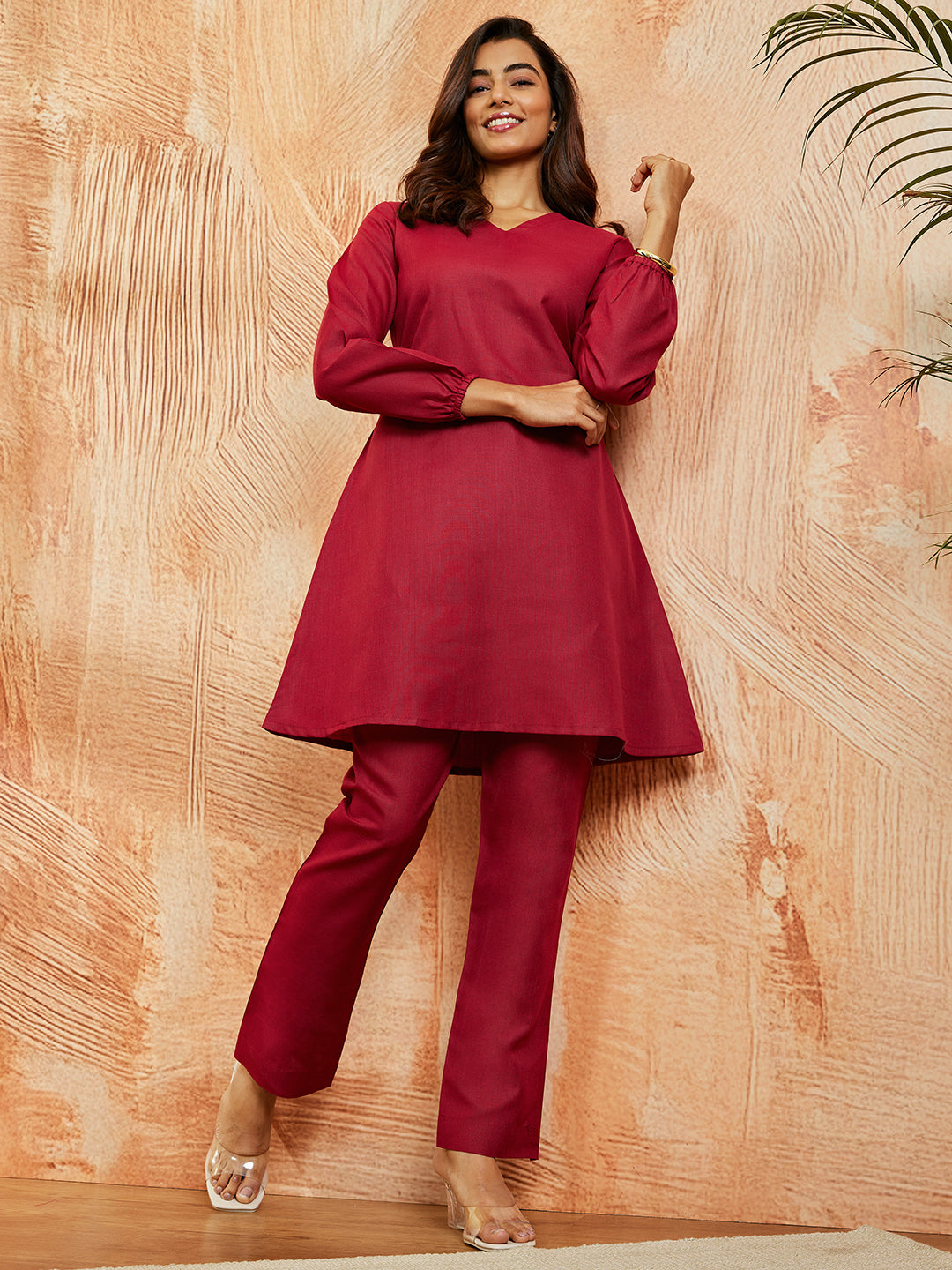 Women's Maroon Co Ords Set