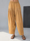Women Beige Cotton Cambric Wide Leg Palazzo Pants