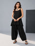 Women's Black Cambric Cotton Solid Palazzo