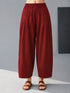 Rust Cotton Cambric Wide-Leg Palazzo Pants for Women