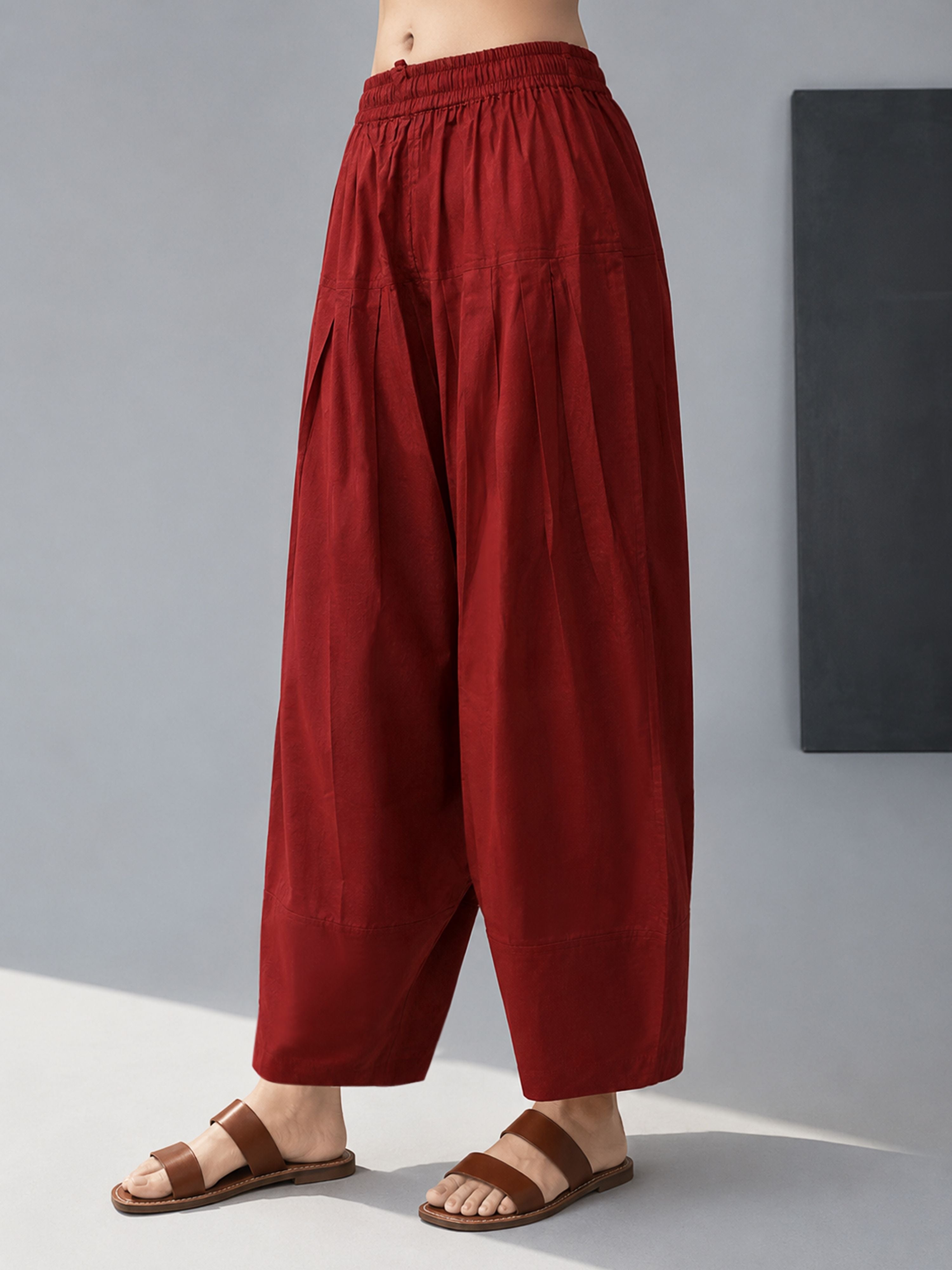 Women's Rust Cambric Cotton Solid Palazzo