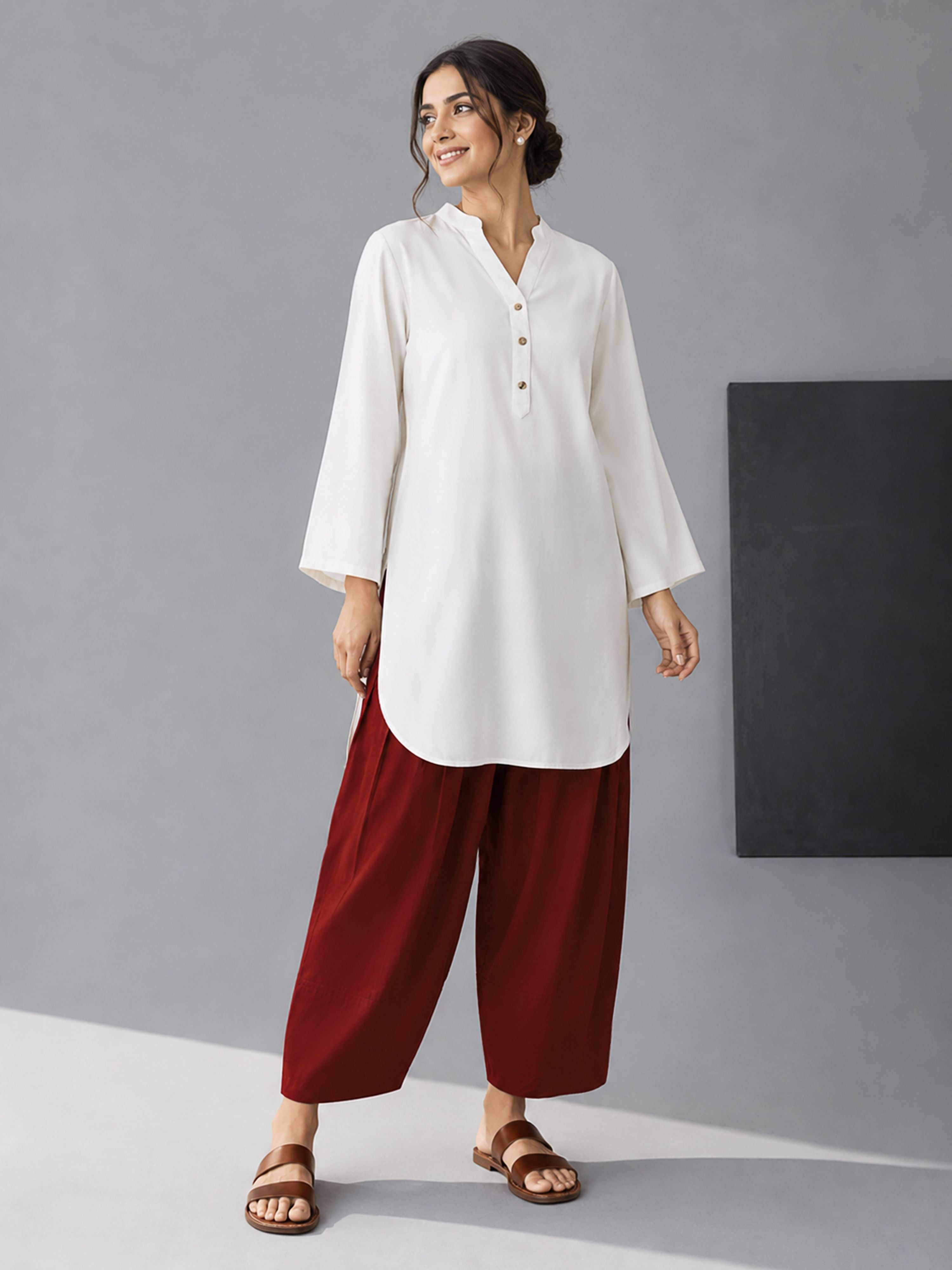 Women's Rust Cambric Cotton Solid Palazzo