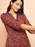 Women's Rust Printed Cambric Cotton Straight Kurta