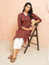 Women's Rust Printed Cambric Cotton Straight Kurta