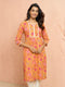 Women's Mustard Floral Printed Cambric Cotton Kurta
