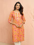 Women's Mustard Floral Printed Cambric Cotton Kurta