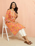 Women's Mustard Floral Printed Cambric Cotton Kurta