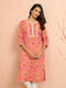 Women's Pink Floral Printed Cambric Cotton Kurta