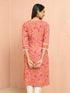 Women's Pink Floral Printed Cambric Cotton Kurta