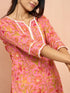 Women's Pink Floral Printed Cambric Cotton Kurta