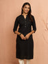 Women's Black Embroidered Cotton Kurta