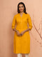Women's Mustard Embroidered Cotton Kurta