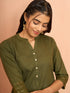 Women's Mehendi Green Embroidered Cotton Kurta