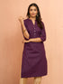 Women's Purple Embroidered Cotton Kurta