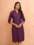 Women's Purple Embroidered Cotton Kurta