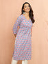 Women's Grey Floral Angrakha Kurta