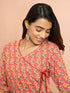 Women's Pink Floral Angrakha Kurta
