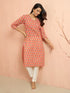 Women's Pink Floral Angrakha Kurta