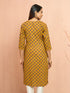 Women's Mustard Floral Pleated Kurta