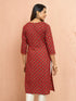 Women's Rust Floral Pleated Kurta